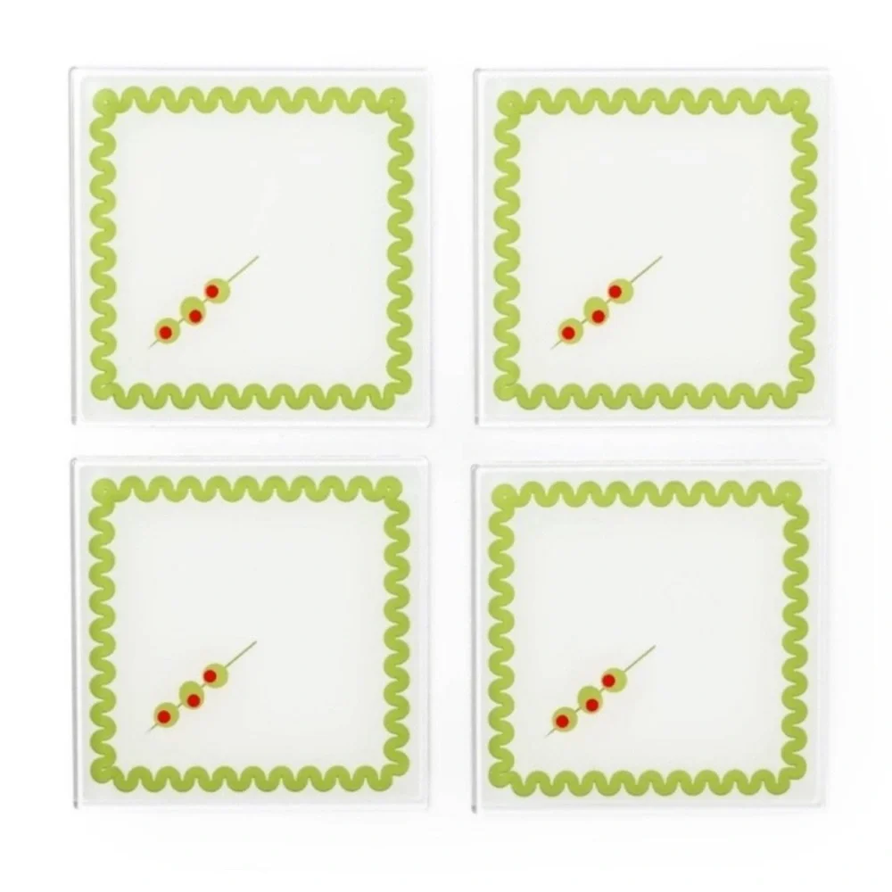 3 for $15 SALE New Target Bullseye set of 4 Coasters with Martini Olive design